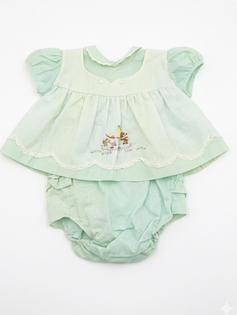 Vintage Baby Clothing 50s 60s Embroidered Ferris Wheel Ruffle Butt Diaper Cover
